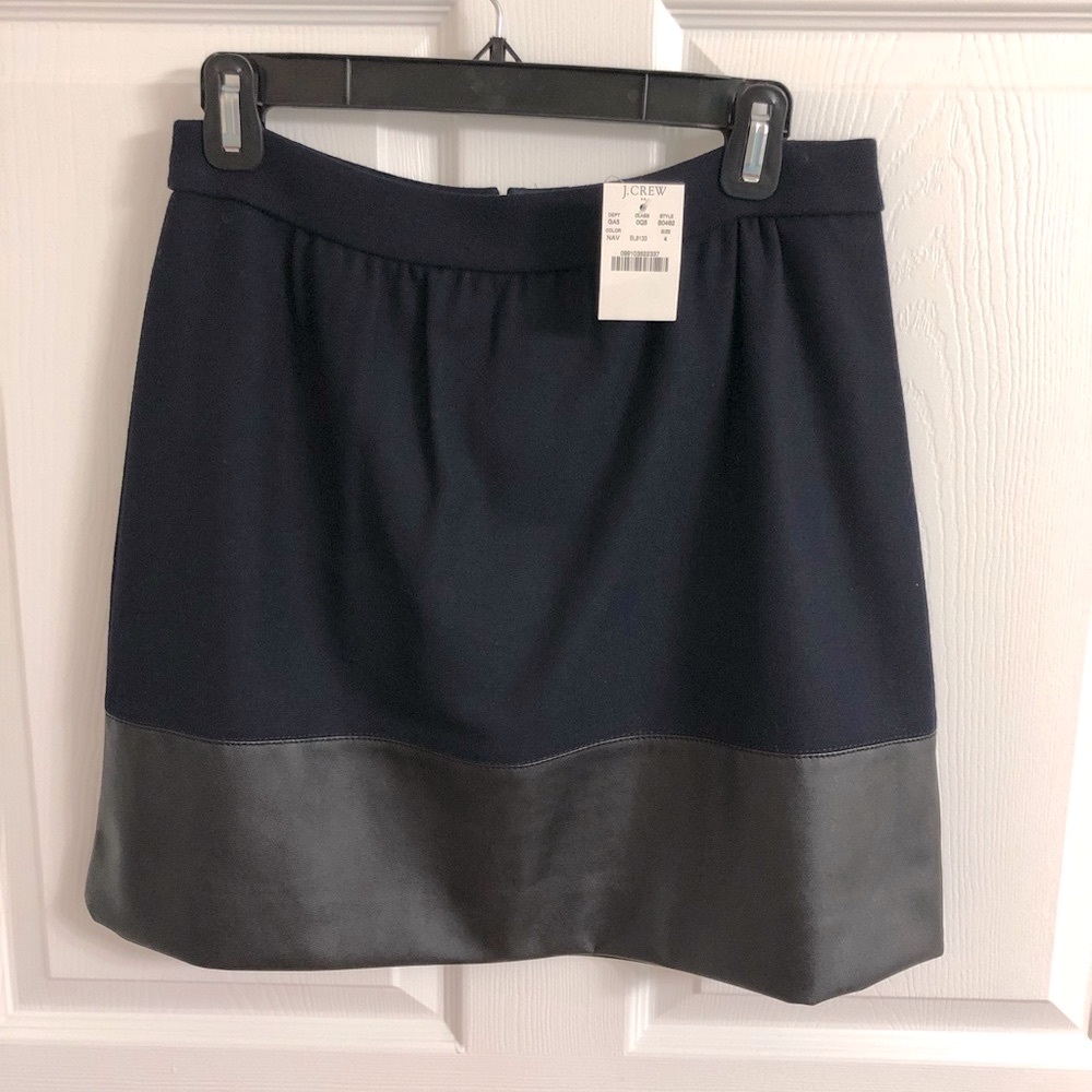 NWT J. Crew Wool And Leather Skirt